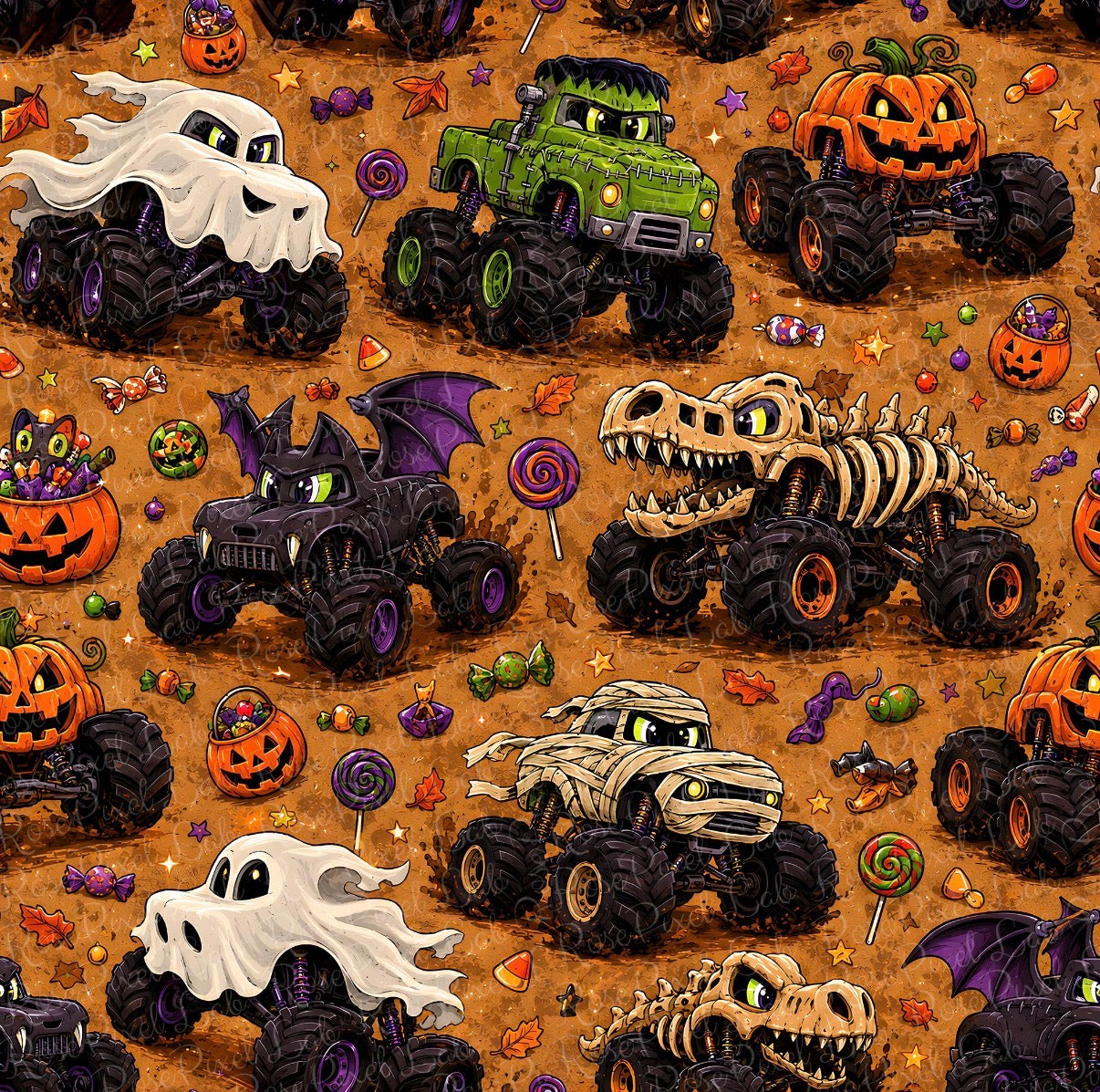 Halloween Monster Truck Bamboo Convertable Sleeper Pajamas