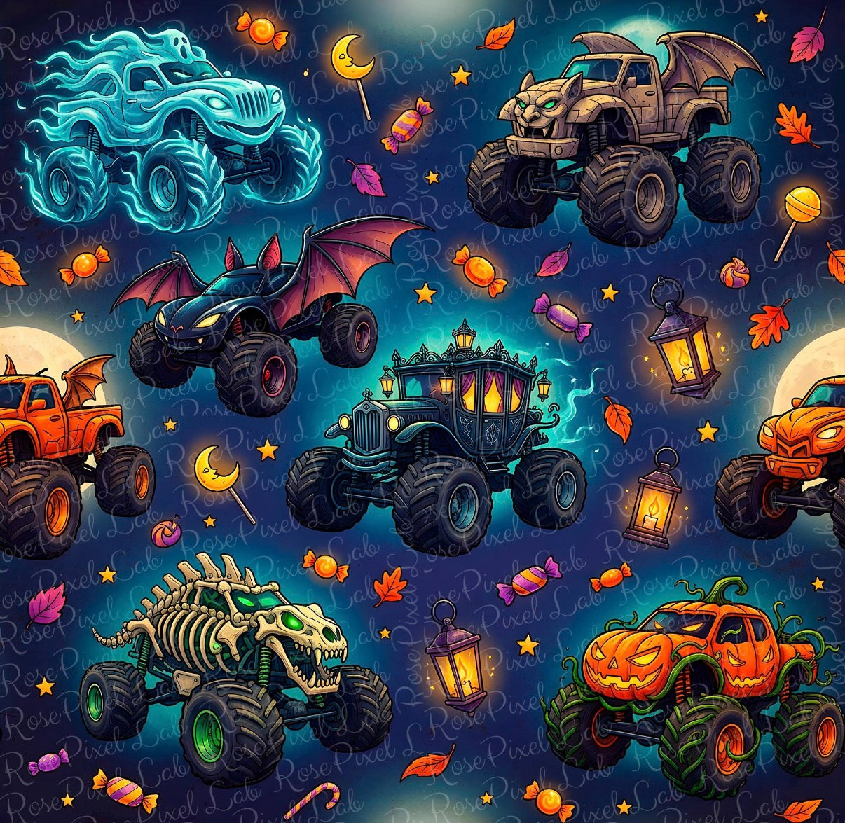 Halloween Monster Truck Bamboo 2 Piece Sleeper Pajamas