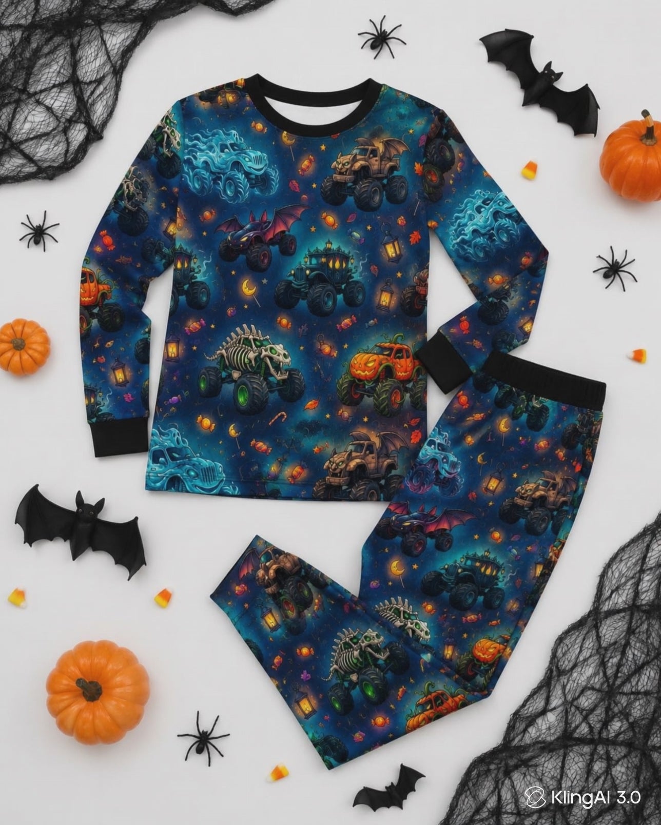 Halloween Monster Truck Bamboo 2 Piece Sleeper Pajamas
